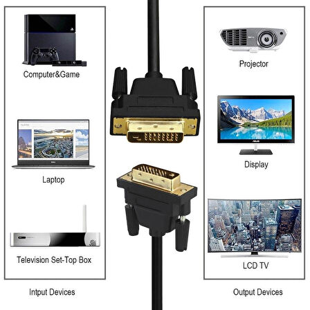 Dvi To Dvi Monitör Ekran Kablosu 3 Metre Ara Bağlantı Dvi-D 24+1 Örgü Kablo 4632