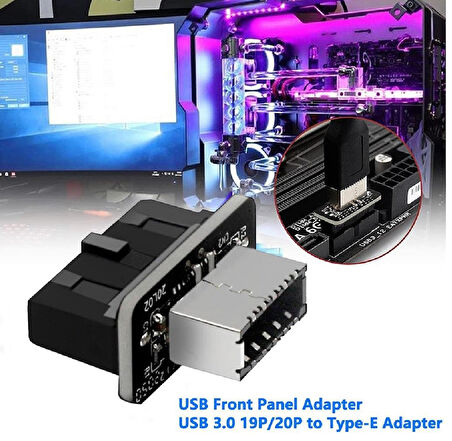 Type-E To USB 3.0 19 PIN Anakart Dişi Erkek Çevirici Dönüştürücü Adaptör 5209