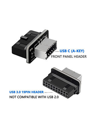 Type-E To USB 3.0 19 PIN Anakart Dişi Erkek Çevirici Dönüştürücü Adaptör 5209