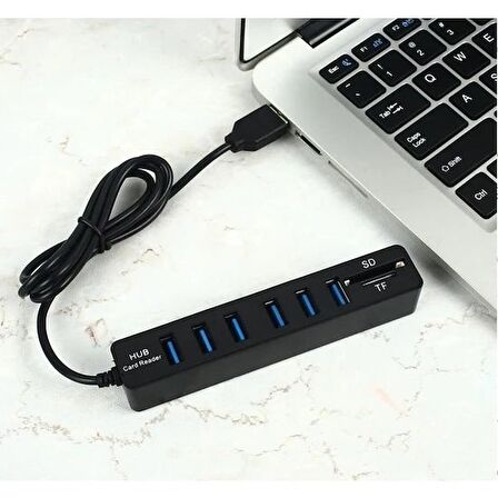 DAYTONA A4691 6'lı USB HUB+Kart Okuyucu (Giriş:USB Tip-C => Çıkış:6xUSB3.0+SD+MicroSD)