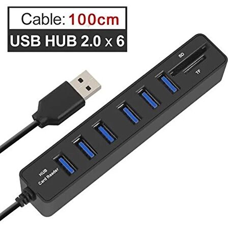 DAYTONA A4691 6'lı USB HUB+Kart Okuyucu (Giriş:USB Tip-C => Çıkış:6xUSB3.0+SD+MicroSD)