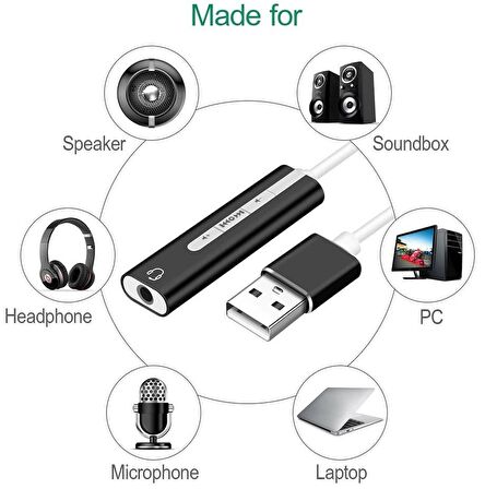 7.1 Usb Harici Stereo Ses Kartı 3.5mm Çevirici Dönüştürücü Ses Kartı 5072