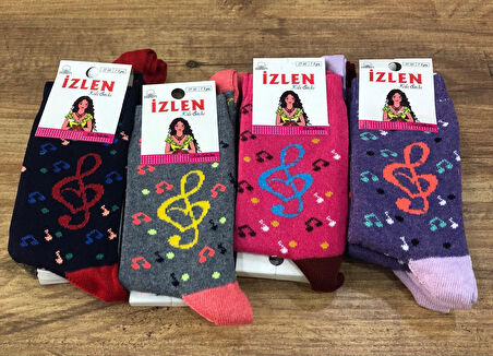 4 Lü İzlen Pamuklu Kız Çocuk Mevsimlik Soket Çorap Karışık Renkler