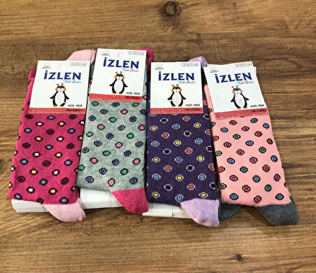 4 Lü İzlen Pamuklu Kız Çocuk Mevsimlik Soket Çorap Karışık Renkler