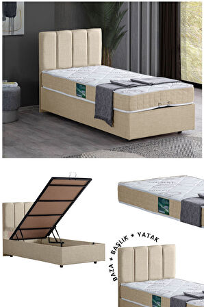 Defne Tek Kişilik Baza Başlık Comfort Yatak Seti, Açık Gri