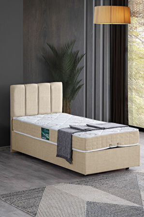 Defne Tek Kişilik Baza Başlık Comfort Yatak Seti, Açık Gri
