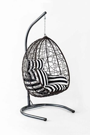 Eymense Deco Rattan Salıncak Kahve Siyah Zebra