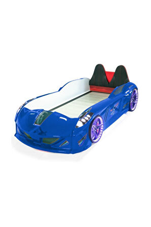 Arabalı Yatak, Jaguar Koltuklu Full Ledli Arabalı Yatak - Mavi