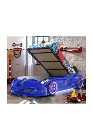 Arabalı Yatak, Jaguar Bazalı Koltuklu Full Ledli Arabalı Yatak - Mavi