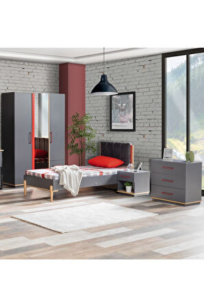Antre Genç Odası - 3 Kapılı Dolap, Karyola, Komodin, Şifonyer