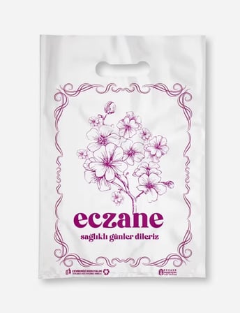 2000 Adet - 25×35 Cm Eczane Poşeti El Geçme Orta Boy Florida Gülü Baskılı