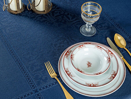 Madame Coco Moroccon Masa Örtüsü - Lacivert - 160x300 cm