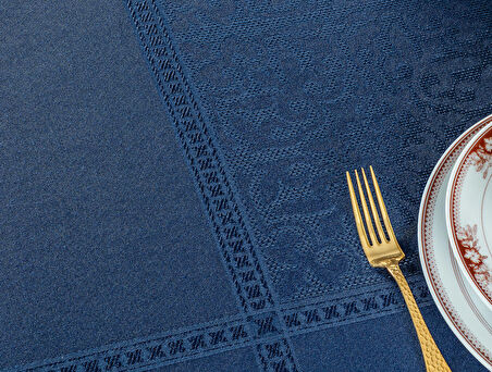 Madame Coco Moroccon Masa Örtüsü - Lacivert - 160x300 cm