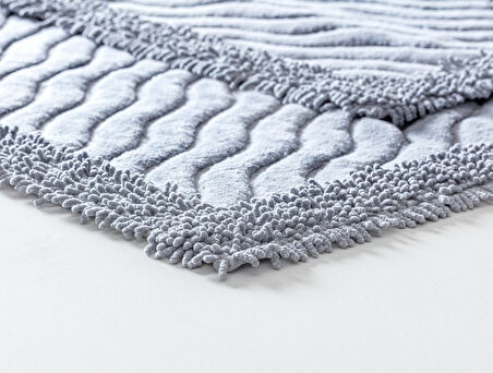 Marlie 2'li Banyo Paspası - Gri - (60x100)+(50x60) cm