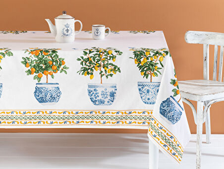 Citron Polycotton Masa Örtüsü - Turuncu - 160x200 cm