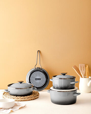 Madame Coco La Garde Kısa Tencere - Gri - 24 cm