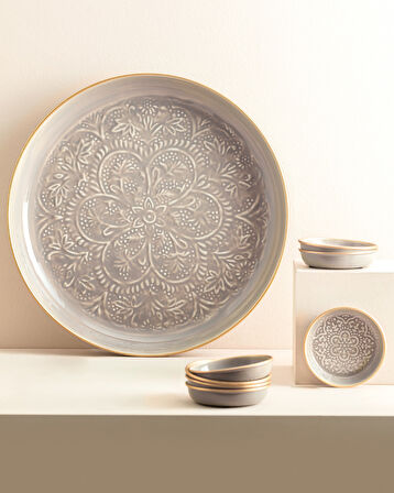 Rosalie 8 Parça Tabak Seti - Gri