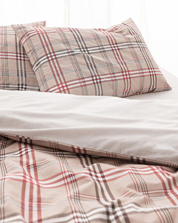 Madame Coco Garen King Size  %100 Pamuk Ranforce Baskılı Nevresim Takımı - Bej