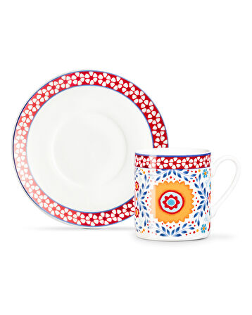 Daisy 2'li Kahve Fincan Takımı - Renkli - 90 ml
