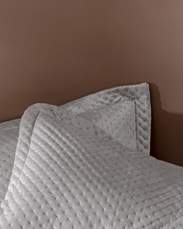 Boulogne Tek Kişilik Kadife Yatak Örtüsü - Gri