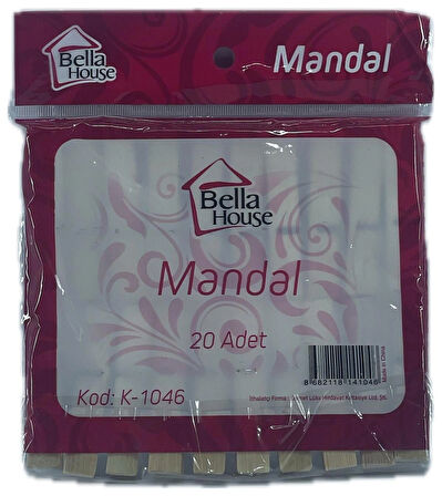 BELLA HOUSE AHŞAP MANDAL 20 Lİ