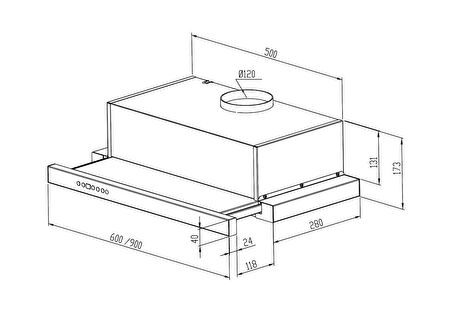 Kügerr A100 60 Cm Siyah Sürgülü Sessi̇z Inox Aspi̇ratör