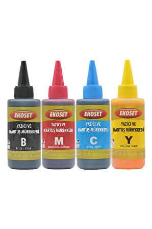 Ekoset Canon uyumlu Bitmeyen Kartuş Mürekkebi 4 renk 4x100ML