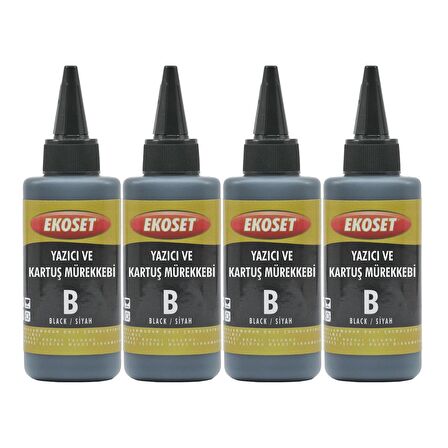Ekoset Epson uyumlu Siyah Muadil Mürekkep 4'lü set 4x100ml