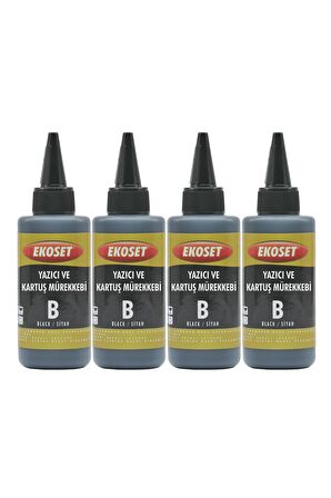 Ekoset Epson uyumlu Siyah Muadil Mürekkep 4'lü set 4x100ml