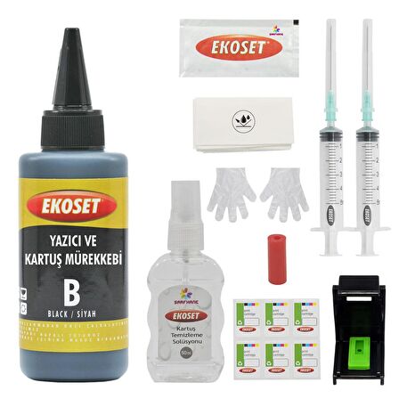 Ekoset Canon E204 E304 E3140 E3340 E4240 uyumlu Siyah Kartuş dolum seti 10 Dolumluk 46 uyumlu 100ml