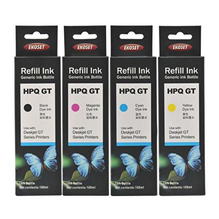 Ekoset hp GT51, GT52, GT53, 30, 31, 32 uyumlu mürekkep 4 renk