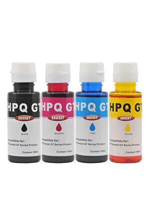 Ekoset hp GT51, GT52, GT53, 30, 31, 32 uyumlu mürekkep 4 renk