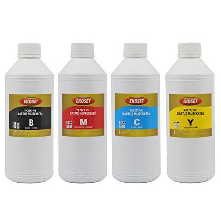 Ekoset Brother Tanklı yazıcılar için uyumlu mürekkep 4 renk 1 Litre