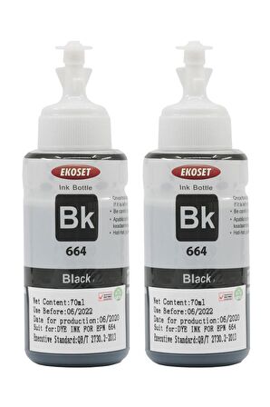 Ekoset Epson L355 L365 Uyumlu Siyah Muadil Mürekkep 2 adet 70 ml