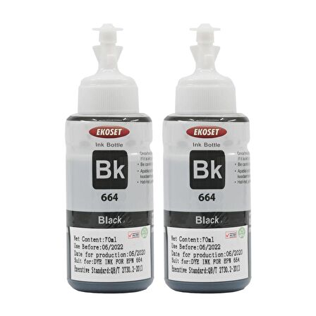 Ekoset Epson L550 Uyumlu Siyah Muadil Mürekkep 2 adet 70 ml