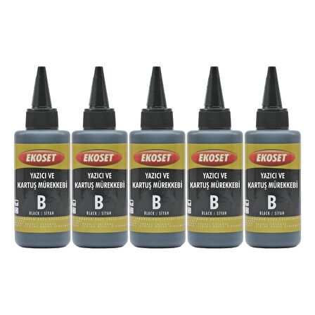 Ekoset Epson EcoTank L3070 Siyah Muadil Mürekkep 100ml 5'li set