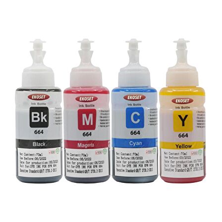 Ekoset Epson L382 L386 L455 L486 L550 L565 4 renk Muadil Mürekkep
