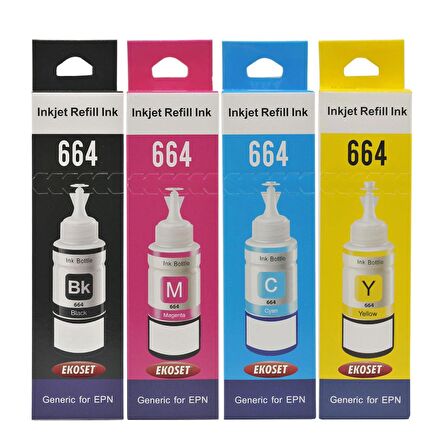 Ekoset Epson L382 L386 L455 L486 L550 L565 4 renk Muadil Mürekkep