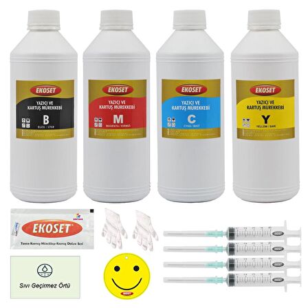 Ekoset Epson L1110 L3110 L3111 L3150 Muadil Mürekkep 4 renk 4x1 Litre