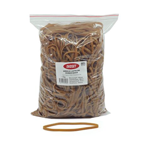 Ekoset 150x5mm Geniş Kauçuk Paket Ambalaj Kasa Lastiği 1Kg