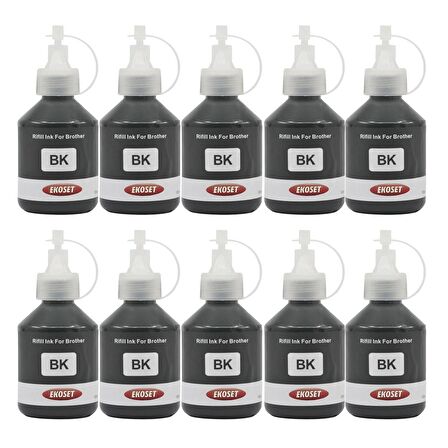 Ekoset Brother MFC T800w T810w T910w uyumlu Siyah Mürekkep 100ml 10 adet