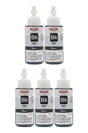 Ekoset Epson L300 L310 L355 L365 L382 L386 Siyah Muadil Mürekkep 70ml 5 adet