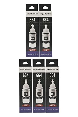 Ekoset Epson L300 L310 L355 L365 L382 L386 Siyah Muadil Mürekkep 70ml 5 adet