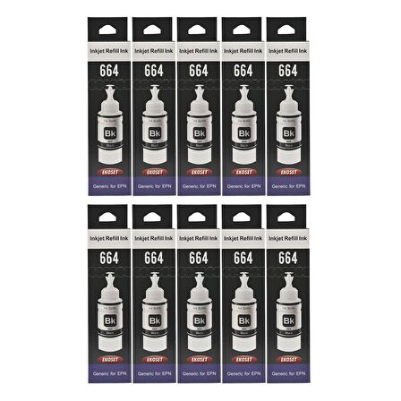 Ekoset Epson L486 L455 L550 L565 Siyah Muadil Mürekkep 70ml 10 adet