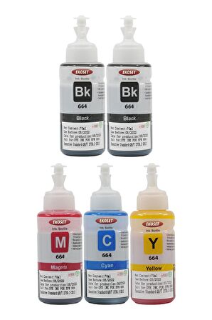 Ekoset Epson L1300 L3050 L3060 L3070 Renkli Muadil Mürekkep 70ml 5 Adet
