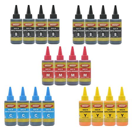 Ekoset Epson L100 L110 L130 L200 L210 L220 Renkli Muadil Mürekkep 100ml 20li set