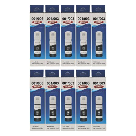 Ekoset Epson 103 L1110 L3110 L3111 L3150 Siyah Muadil Mürekkep 70ml 10 adet