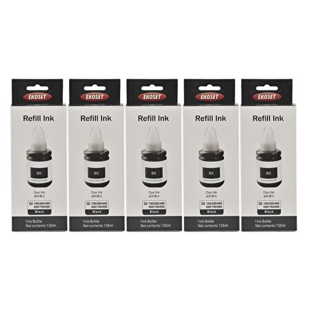 Ekoset Canon G1400 G1410 G1411 uyumlu Siyah Mürekkep 135ml 5'li set
