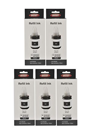 Ekoset Canon G2400 G2410 G2411 G2415 uyumlu Siyah Mürekkep 135ml 5'li set