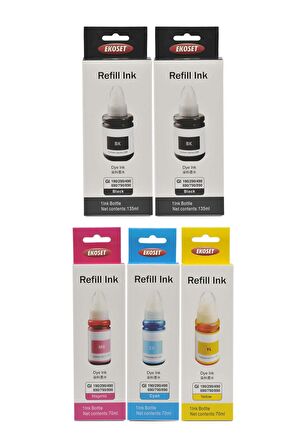 Ekoset Canon G2400 G2410 G2411 G2415 uyumlu Renkli ve siyah Mürekkep 5'li set